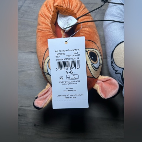 Disney Bambi and Thumper Big Girl's Slippers, Size 5-6, Brand New with Tag - Picture 5 of 6